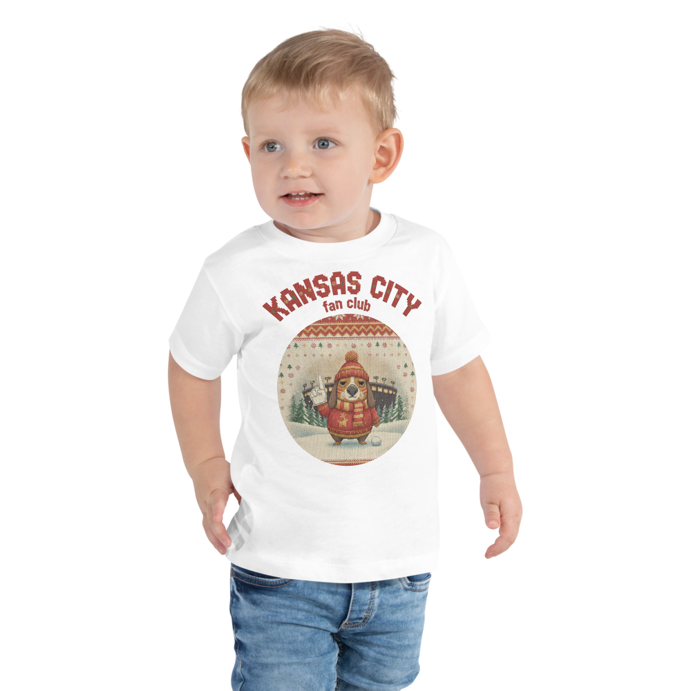 Kansas City Fan Toddler Ugly Christmas Tee โ Pure White model