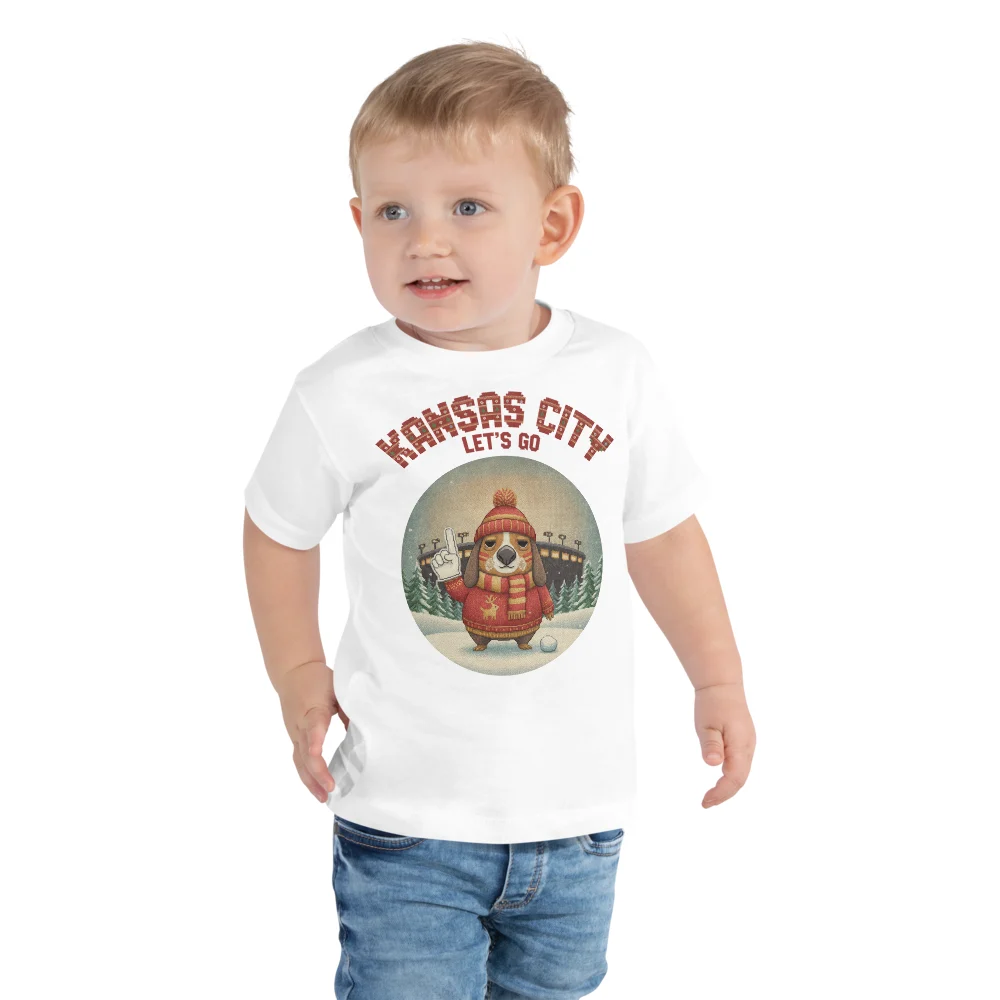 Kansas City Fan Toddler Ugly Christmas Tee — Pure White model