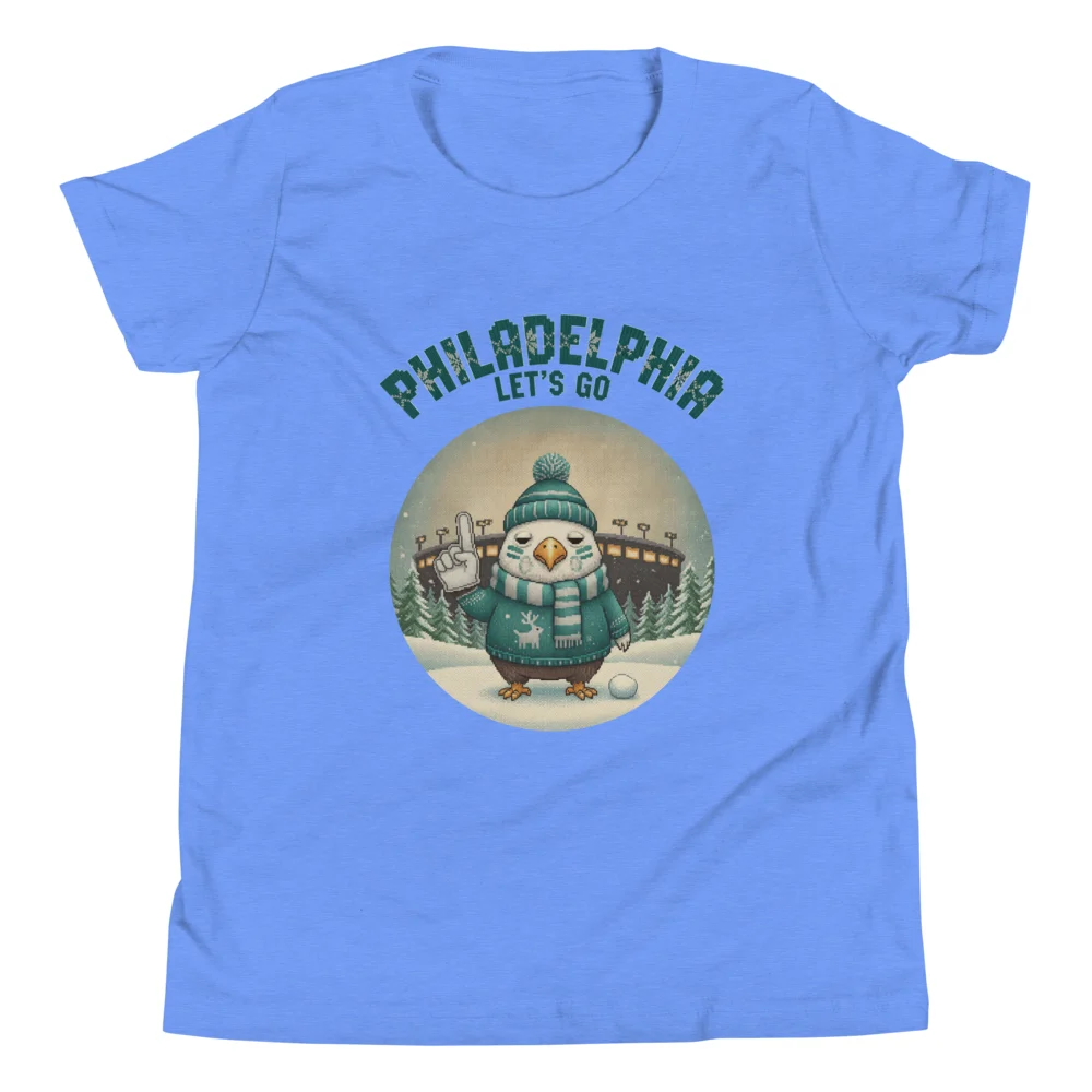 Philadelphia Fan Kids' Ugly Christmas Tee — Blue flat