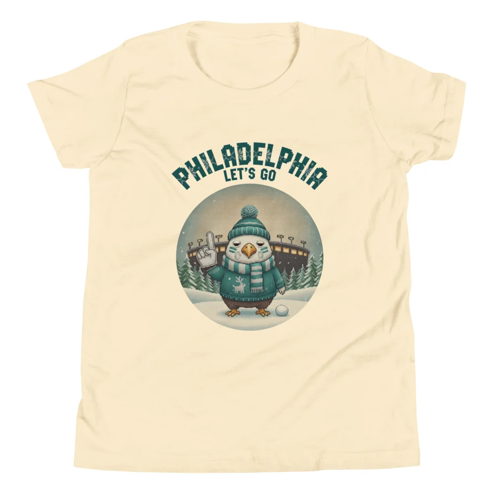 Philadelphia Fan Kids' Ugly Christmas Tee — Vintage White flat