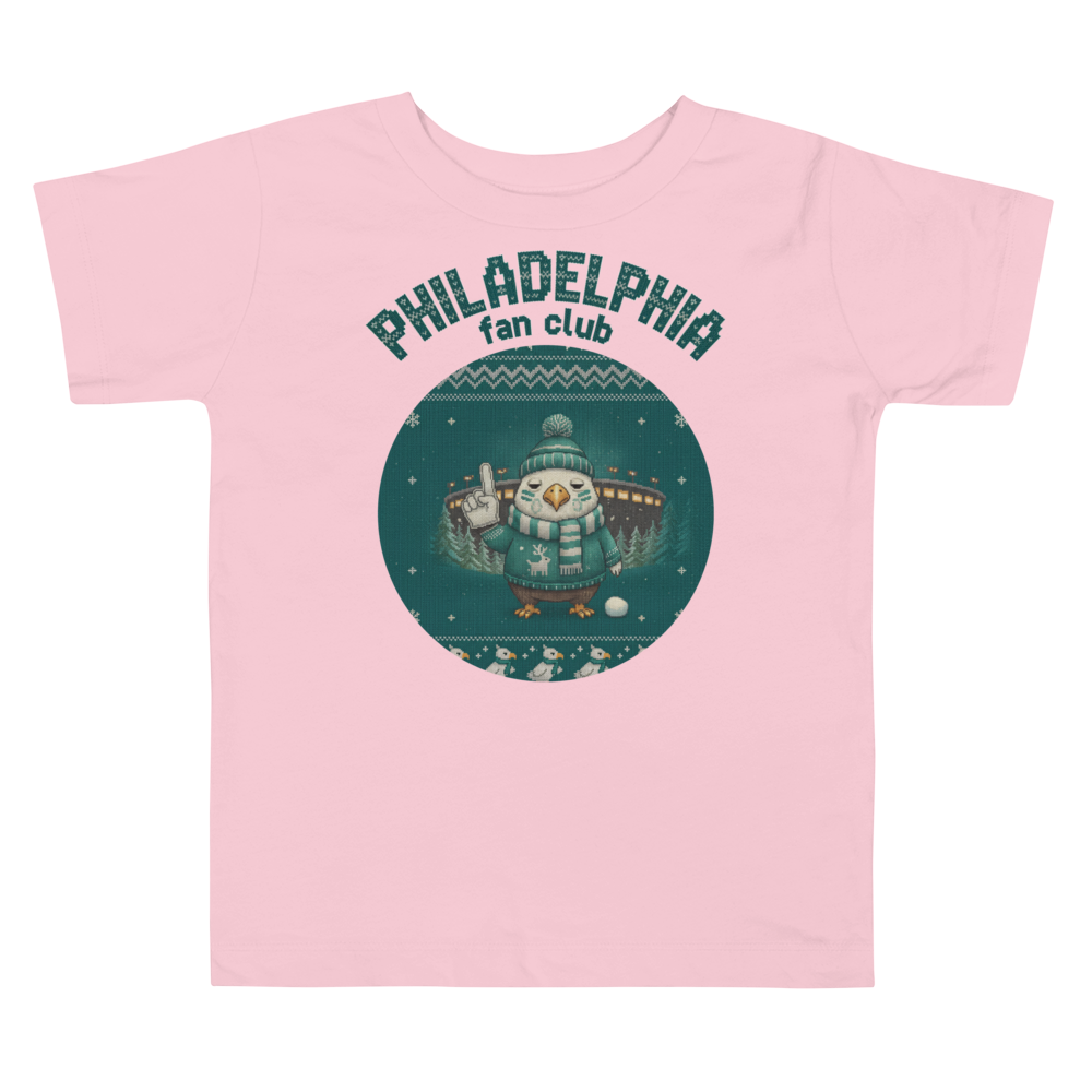 Philadelphia Fan Toddler Ugly Christmas Tee โ Light Pink flat