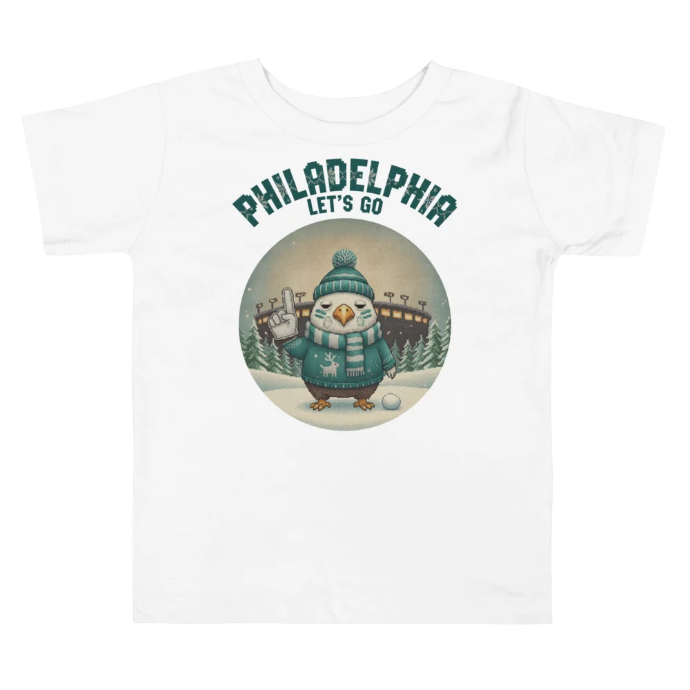 Philadelphia Fan Toddler Ugly Christmas Tee — Pure White flat