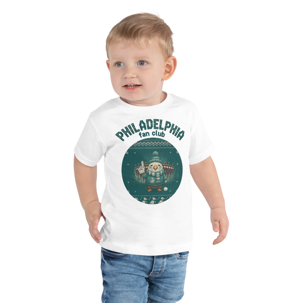 Philadelphia Fan Toddler Ugly Christmas Tee โ Pure White model