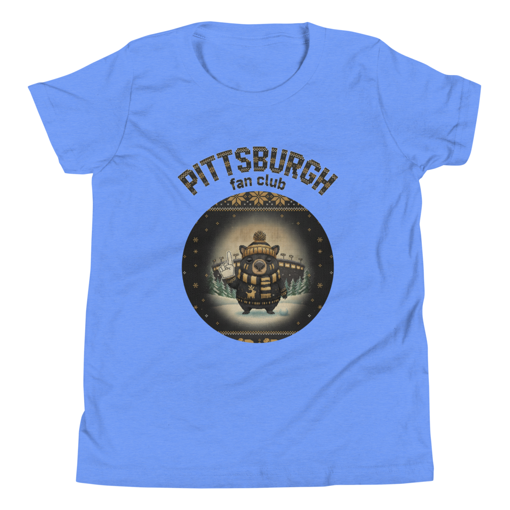 Pittsburgh Fan Kids' Ugly Christmas Tee โ Blue flat