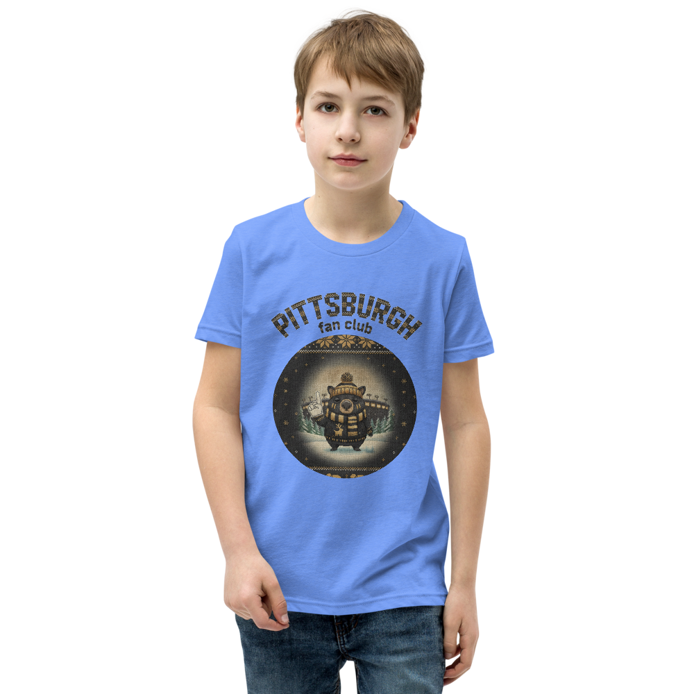 Pittsburgh Fan Kids' Ugly Christmas Tee โ Blue model
