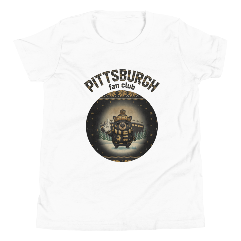 Pittsburgh Fan Kids' Ugly Christmas Tee โ Pure White flat
