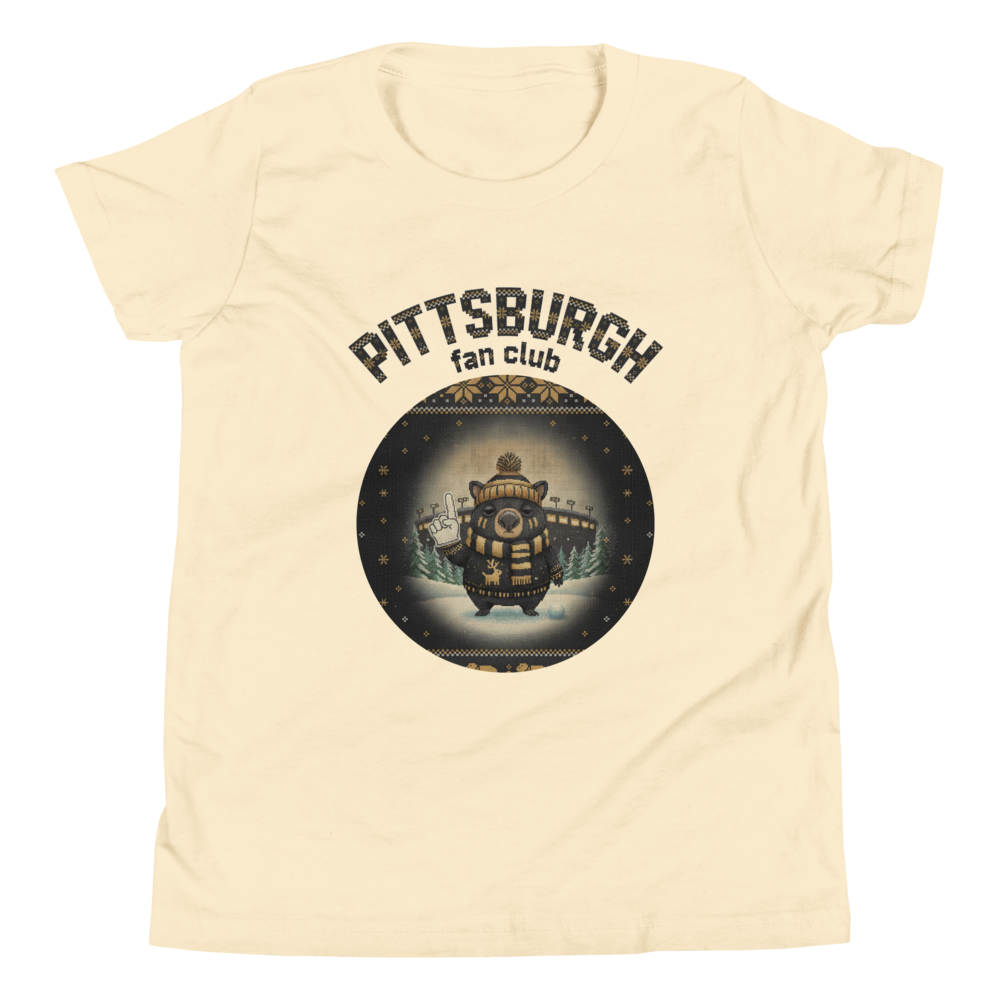 Pittsburgh Fan Kids' Ugly Christmas Tee โ Vintage White flat