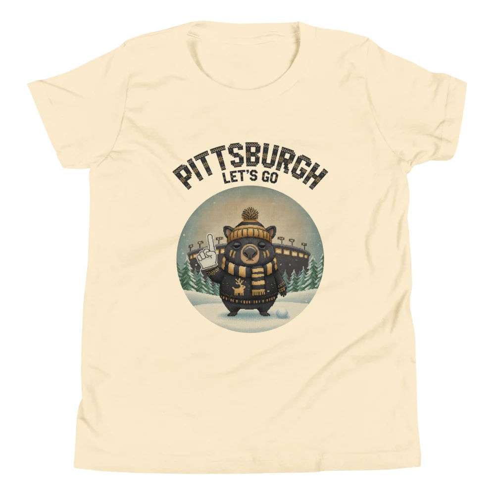 Pittsburgh Fan Kids' Ugly Christmas Tee — Vintage White flat