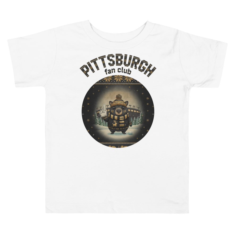 Pittsburgh Fan Toddler Ugly Christmas Tee โ Pure White flat