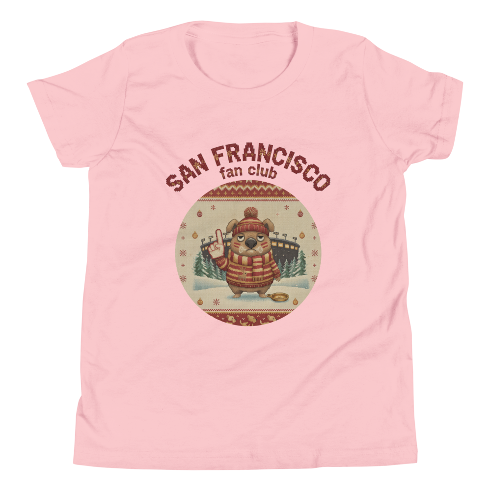 San Francisco Fan Kids' Ugly Christmas Tee โ Light Pink flat