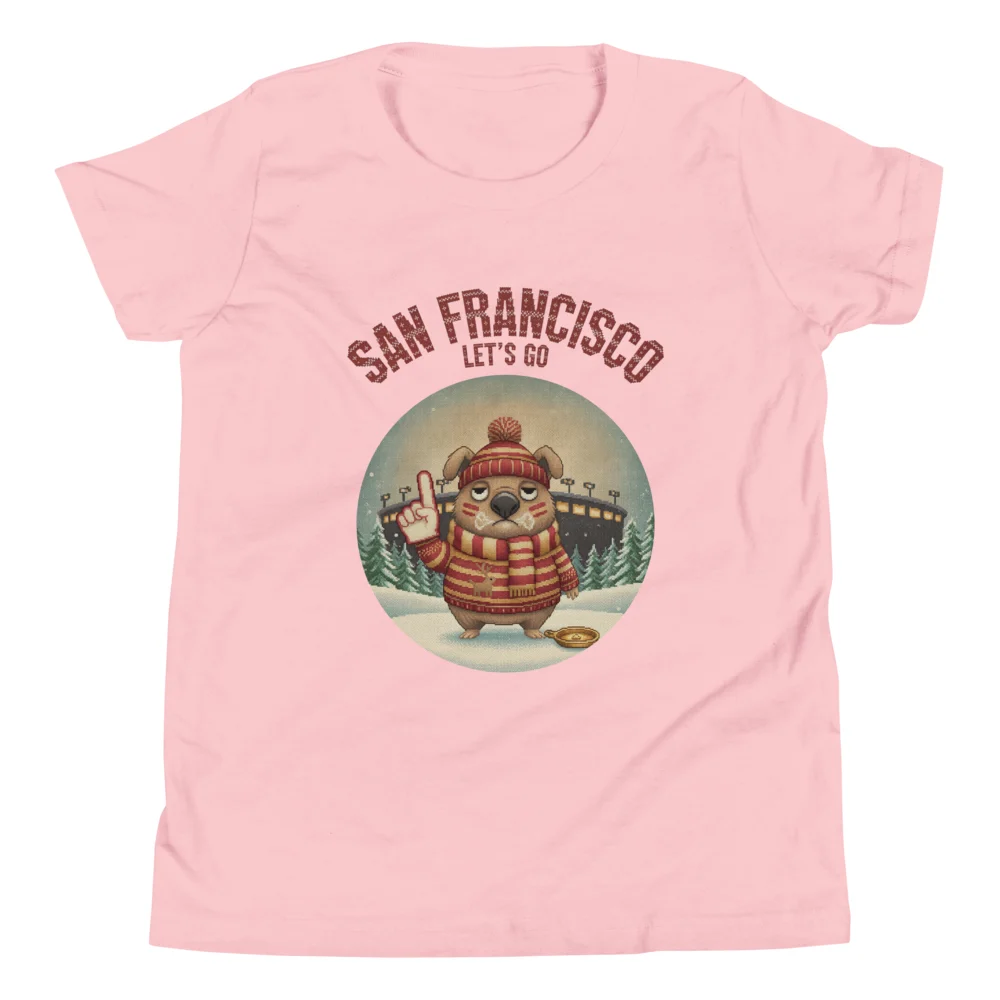 San Francisco Fan Kids' Ugly Christmas Tee — Light Pink flat