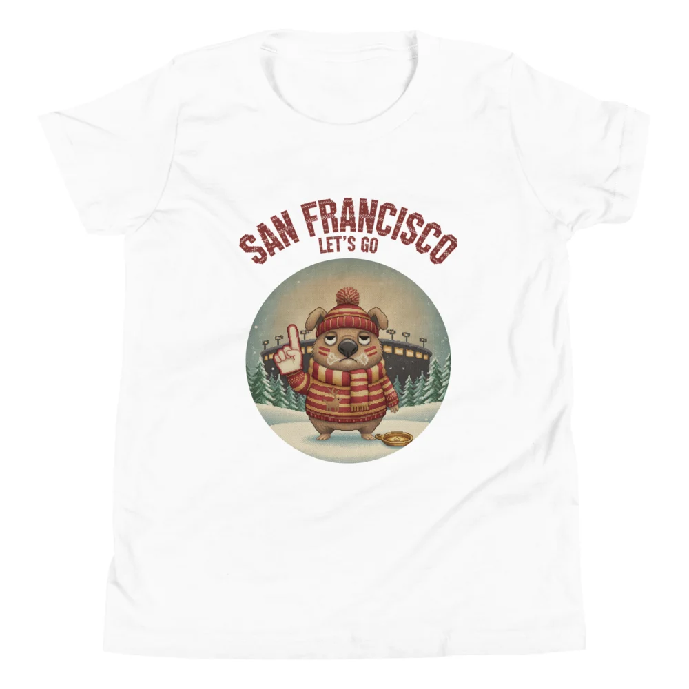 San Francisco Fan Kids' Ugly Christmas Tee — Pure White flat