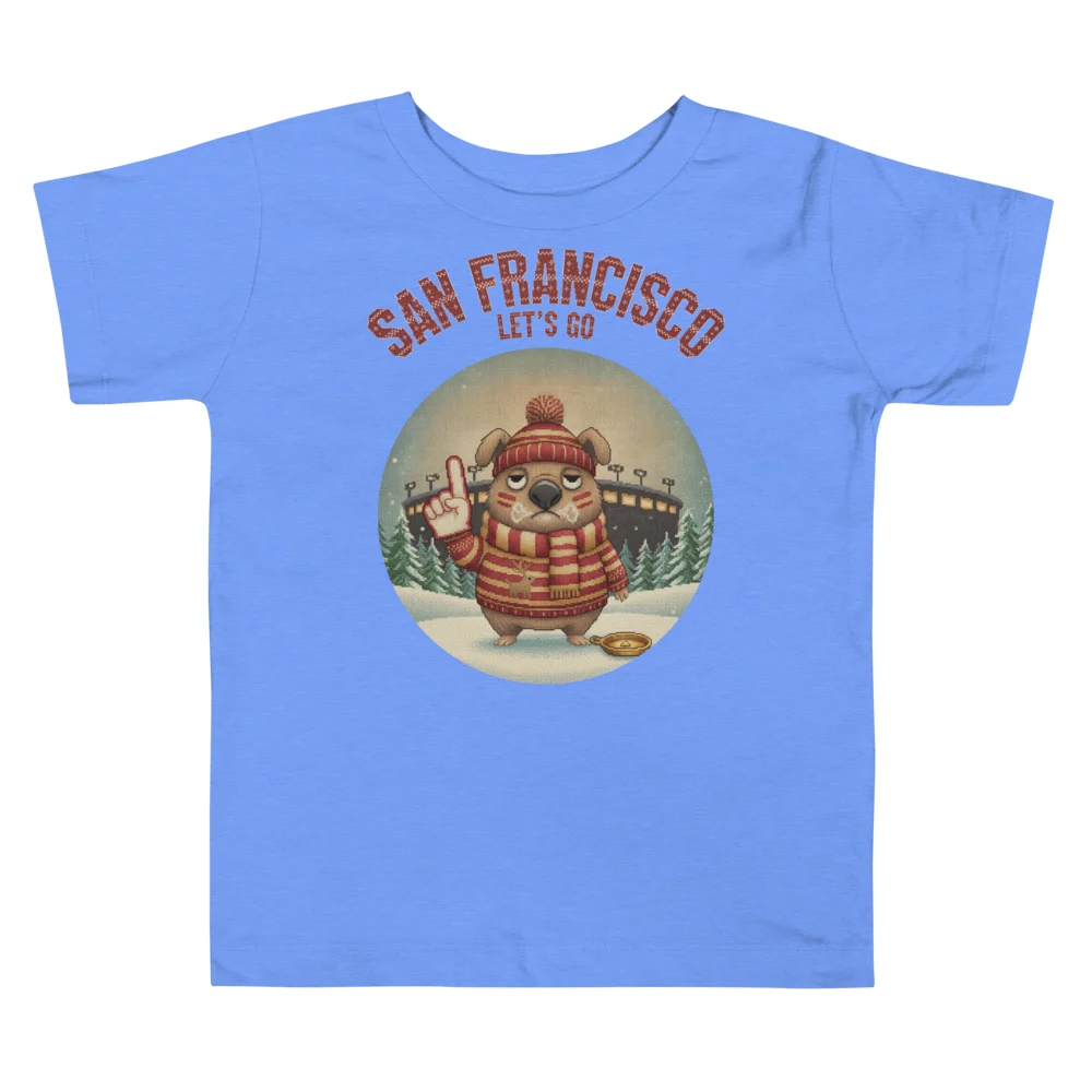 San Francisco Fan Toddler Ugly Christmas Tee — Blue flat
