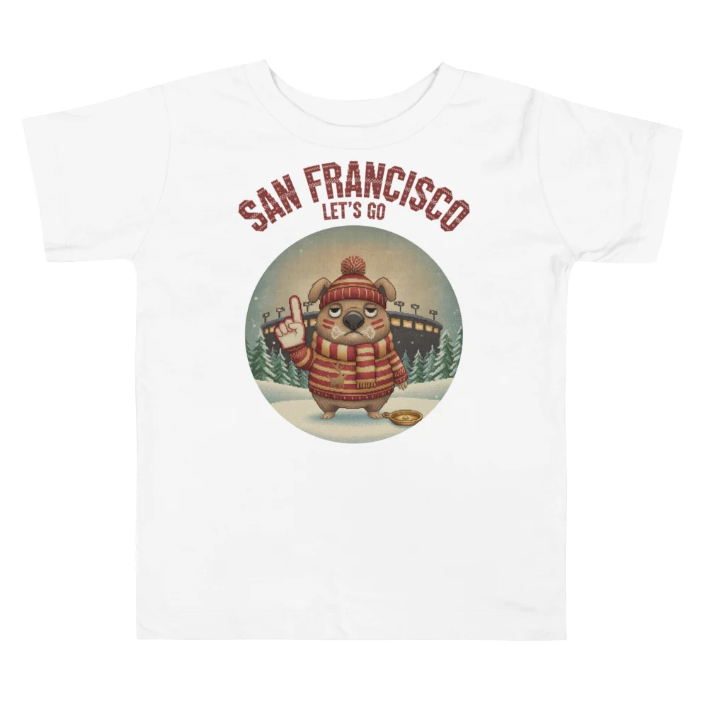 San Francisco Fan Toddler Ugly Christmas Tee — Pure White flat