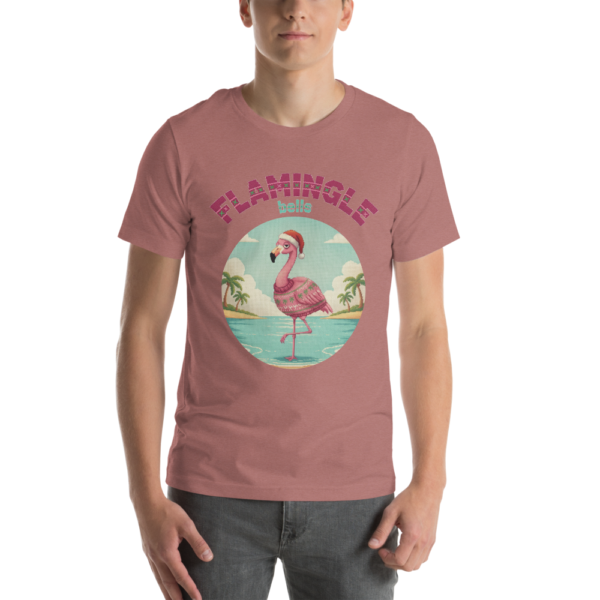 Flamingle Bells knitted-badge tee on a model