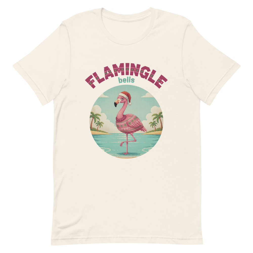 Flamingle Bells Ugly Christmas Tee โ Vintage White flat