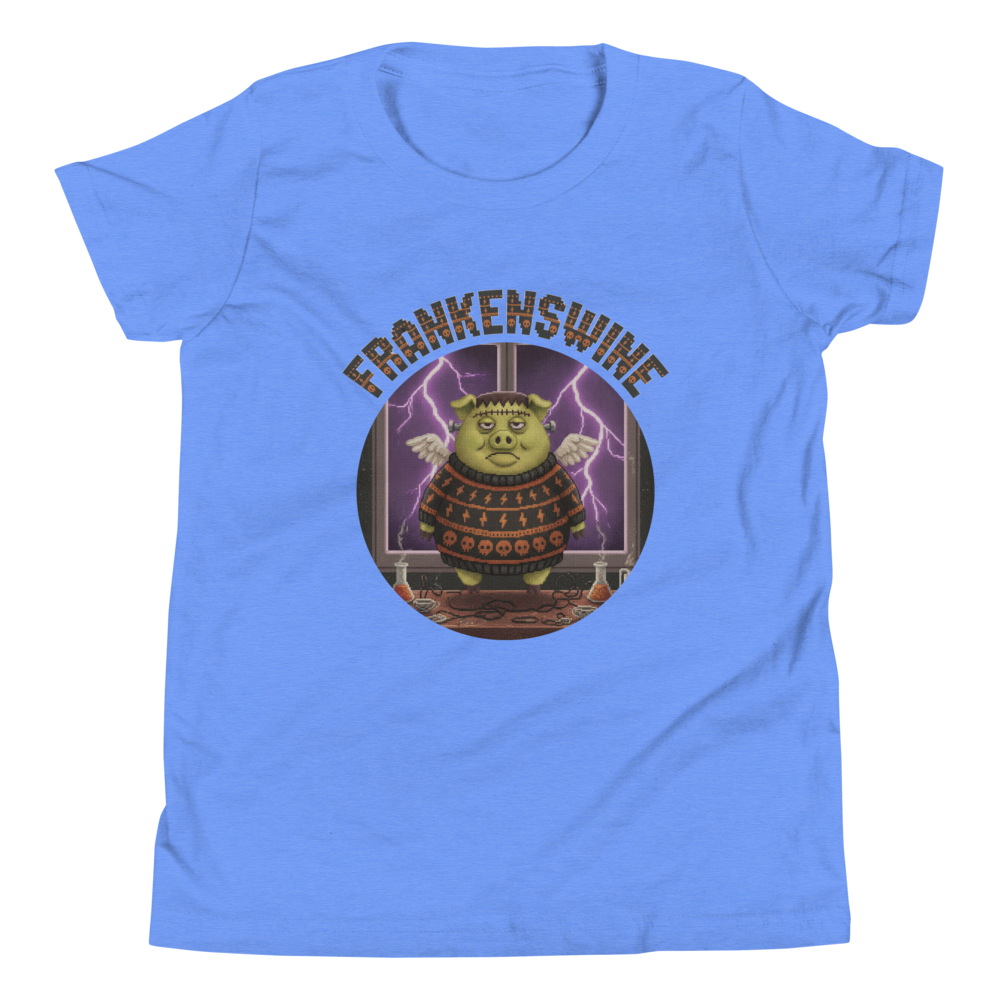 Frankenswine Kids' Halloween Ugly Tee โ Blue flat