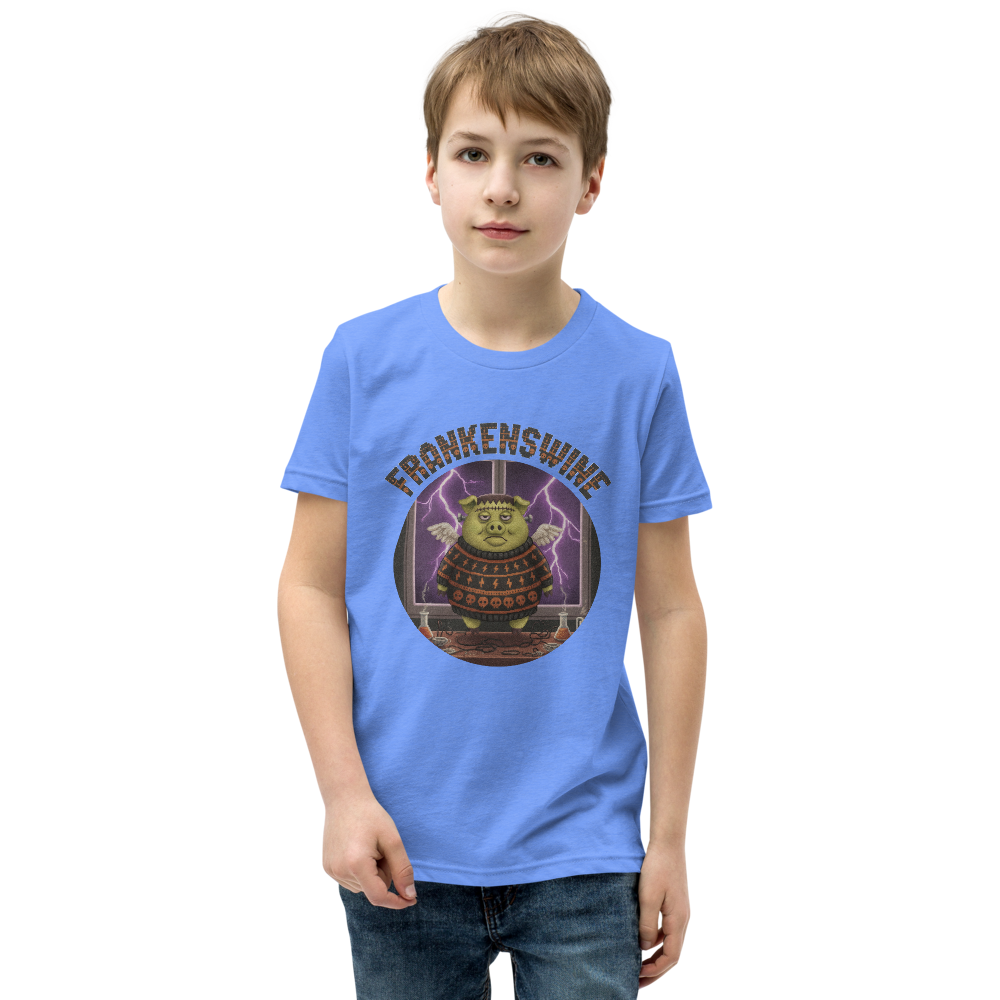 Frankenswine Kids' Halloween Ugly Tee โ Blue model