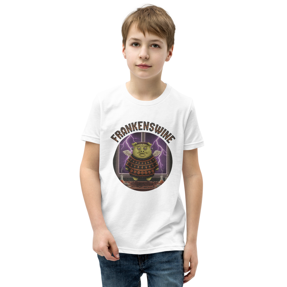 Frankenswine Kids' Halloween Ugly Tee โ Pure White model