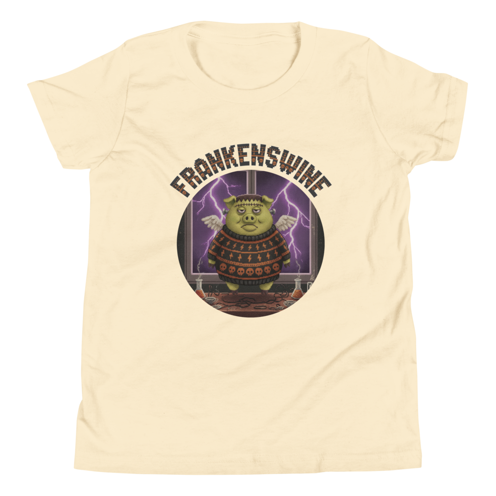 Frankenswine Kids' Halloween Ugly Tee โ Vintage White flat