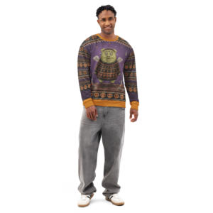 Frankenswine Halloween Ugly Sweatshirt, All-Over Print on male model, front