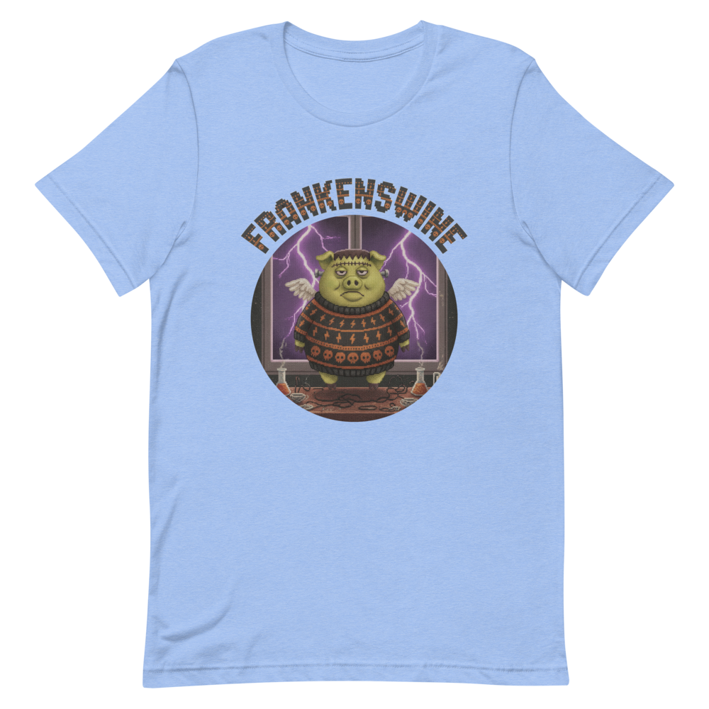 Frankenswine Halloween Ugly Tee โ Blue flat