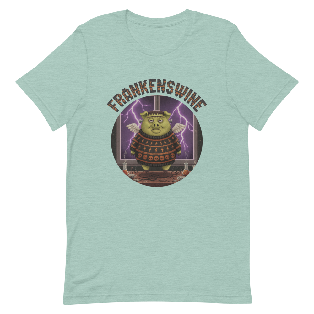 Frankenswine Halloween Ugly Tee โ Green flat