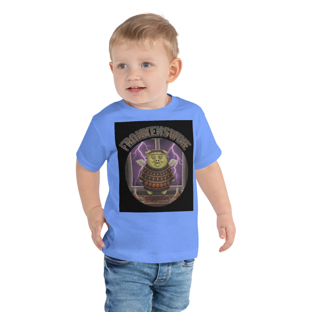 Frankenswine Toddler Halloween Ugly Tee โ Blue model