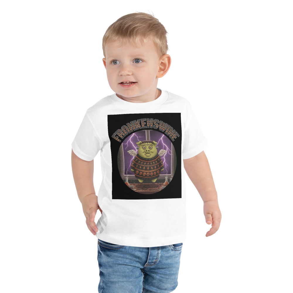 Frankenswine Toddler Halloween Ugly Tee โ Pure White model