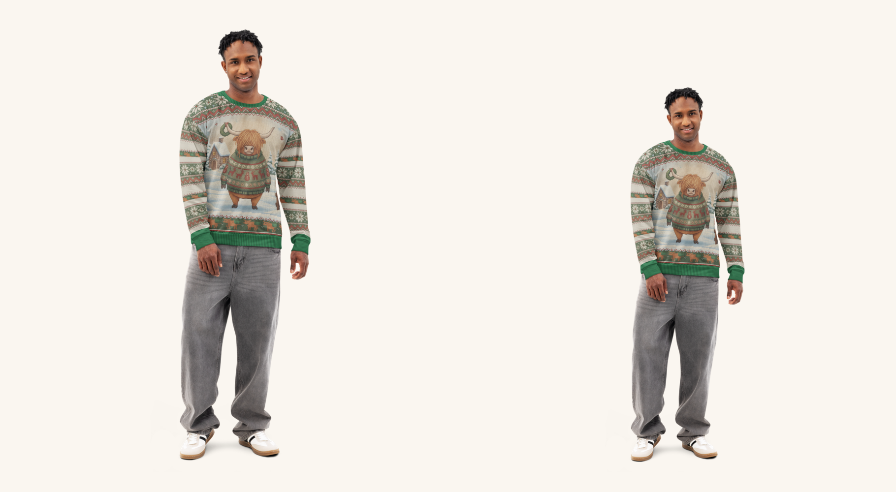 Fringe Benefits couples sweatshirt set on two models