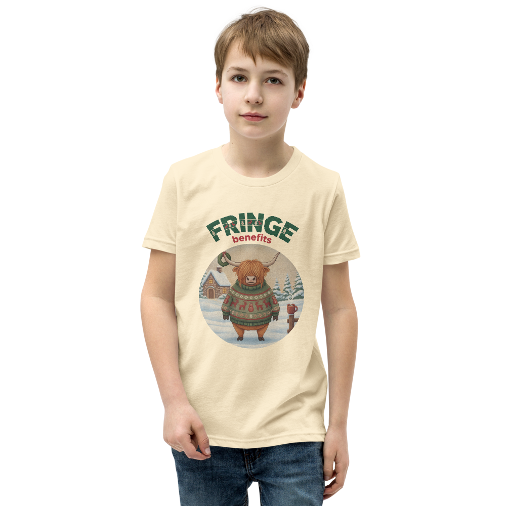 Fringe Benefits Kids' Ugly Christmas Tee — Vintage White model
