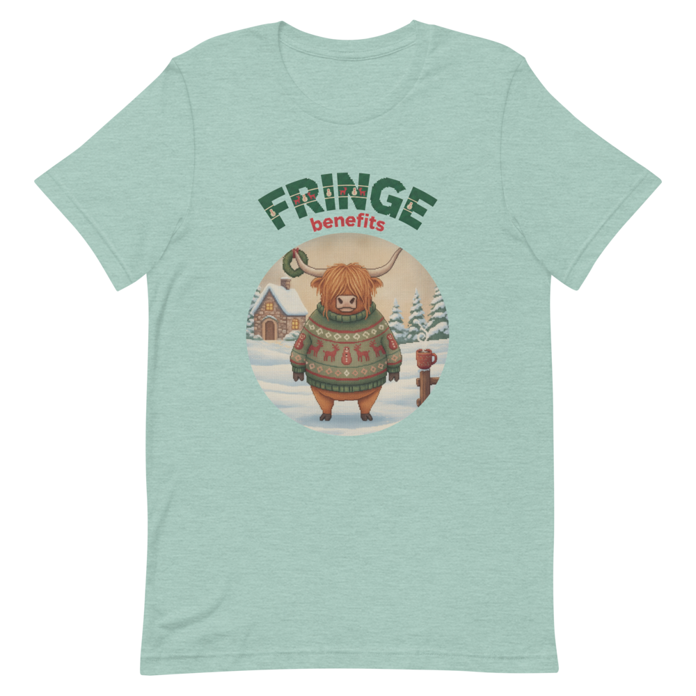Fringe Benefits Ugly Christmas Tee โ Green flat