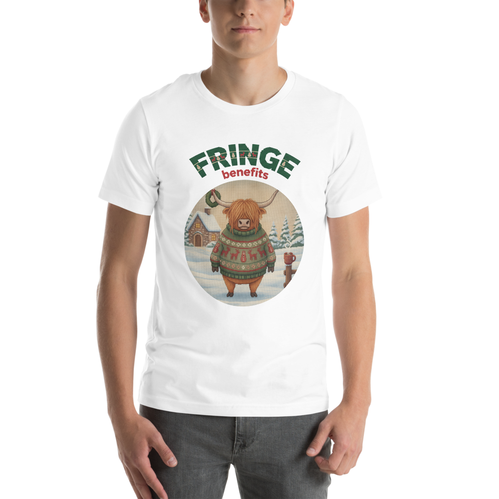 Fringe Benefits Ugly Christmas Tee โ Pure White model