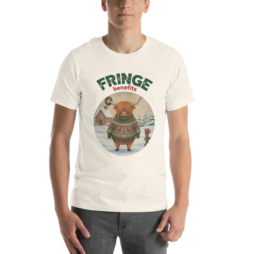 Fringe Benefits Ugly Christmas Tee โ Vintage White model