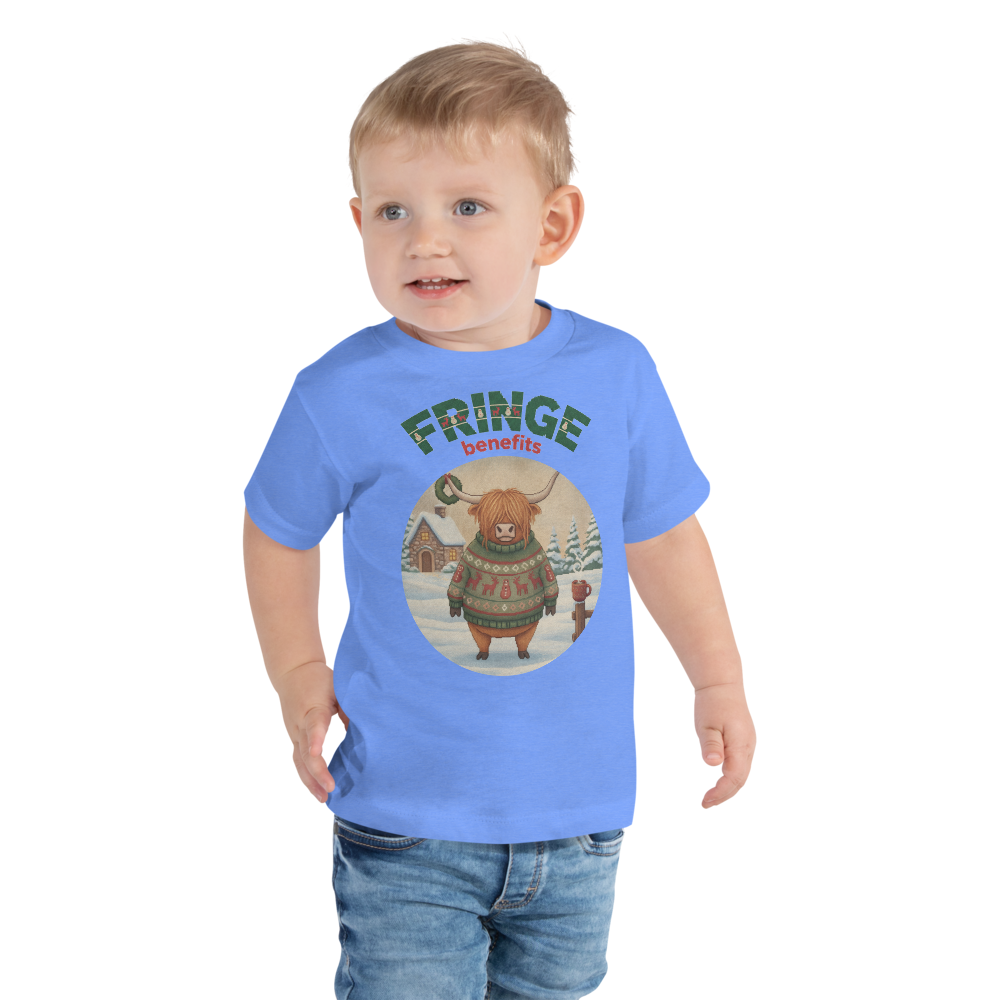 Fringe Benefits Toddler Ugly Christmas Tee โ Blue model