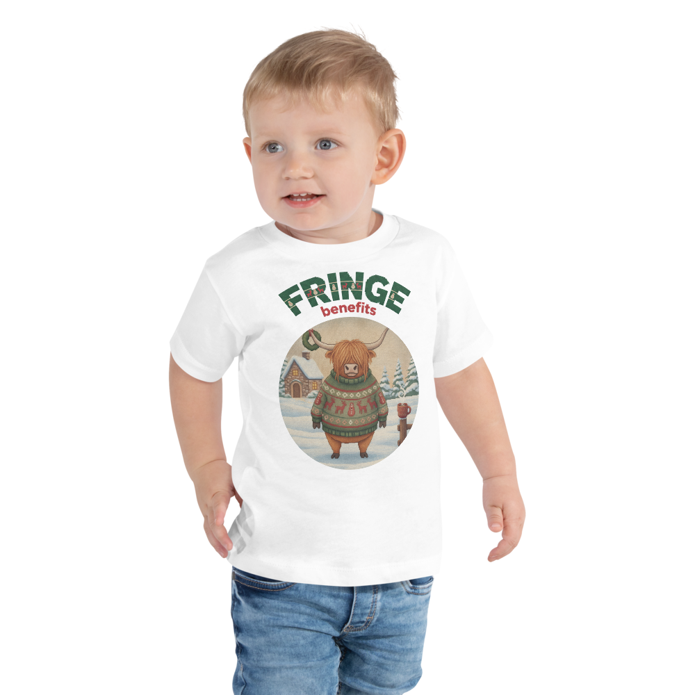 Fringe Benefits Toddler Ugly Christmas Tee โ Pure White model