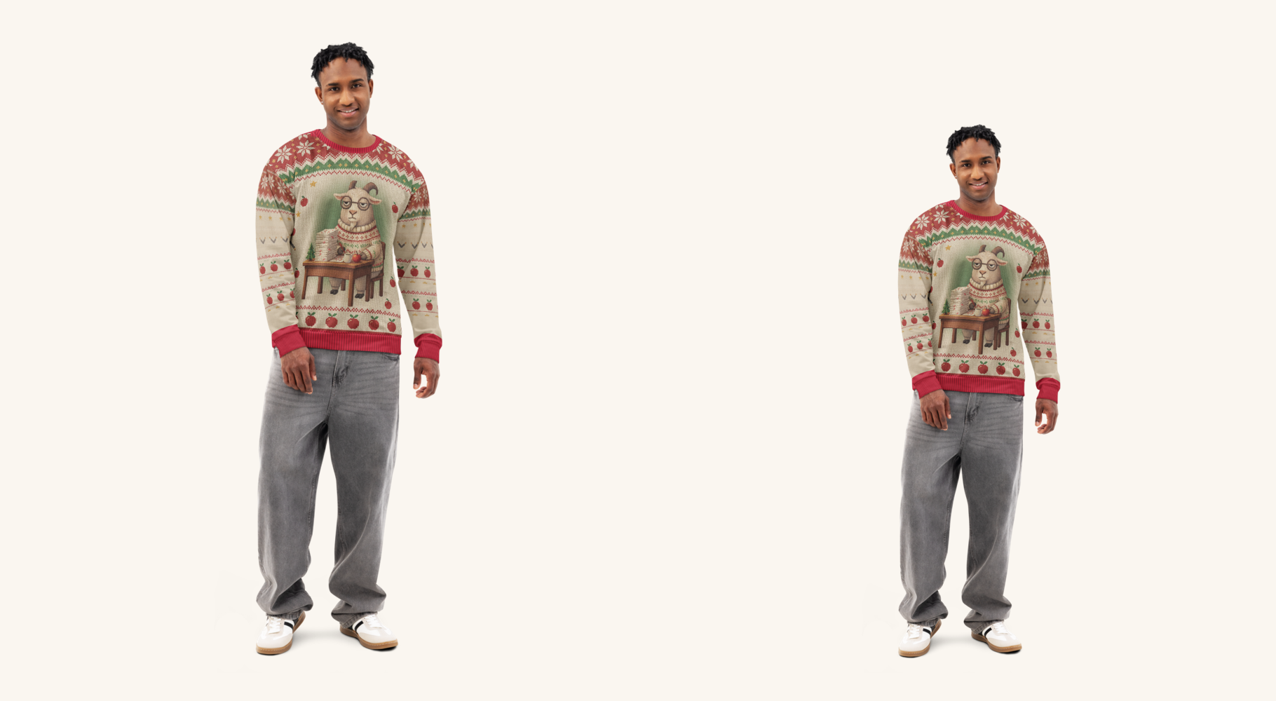 G.O.A.T. Teacher couples sweatshirt set on two models