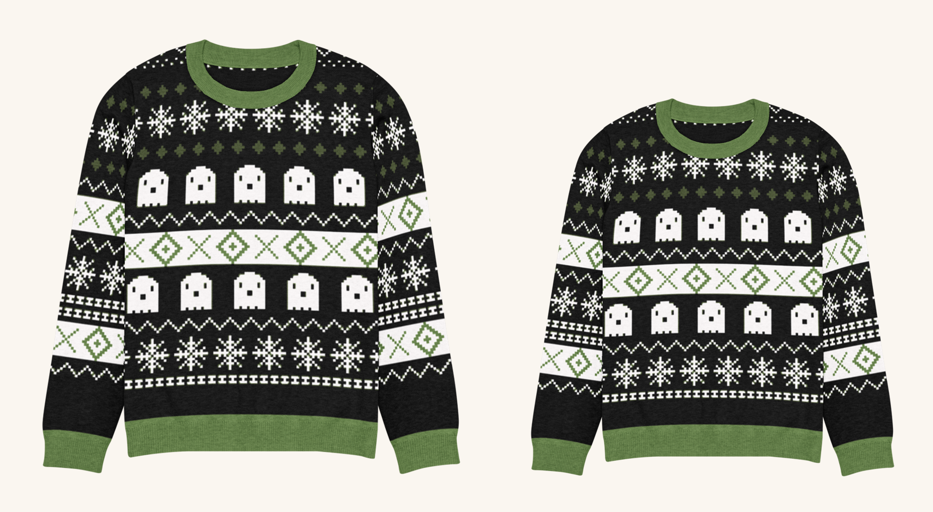 Ghost Halloween Couples Matching Set | Two Crews, One Pattern
