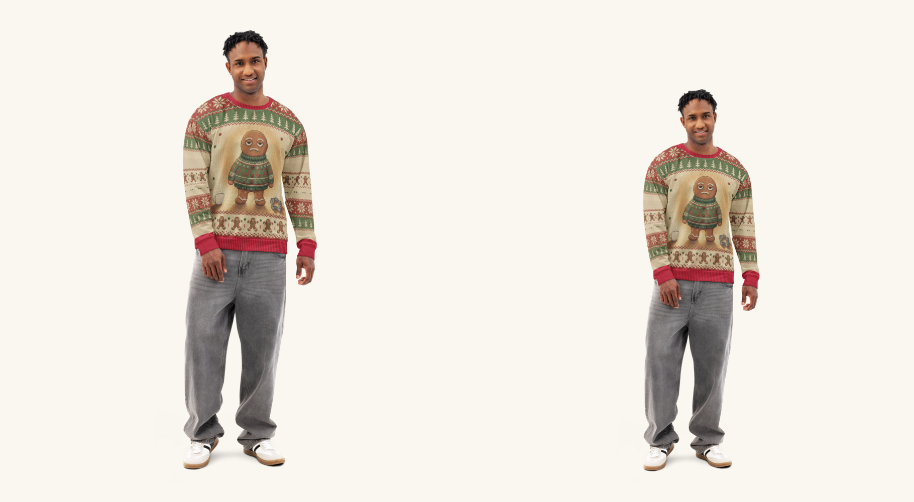Gingerbread Man couples sweatshirt set on two models
