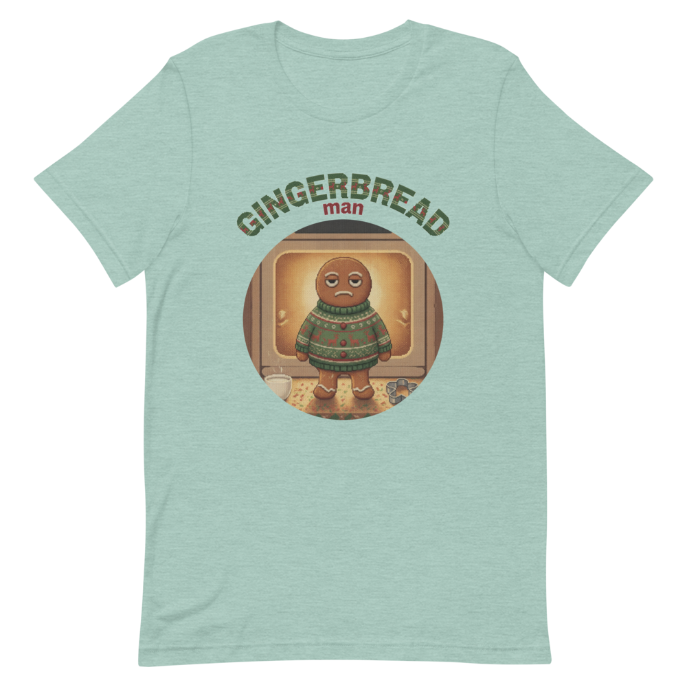 Gingerbread Man Ugly Christmas Tee โ Green flat
