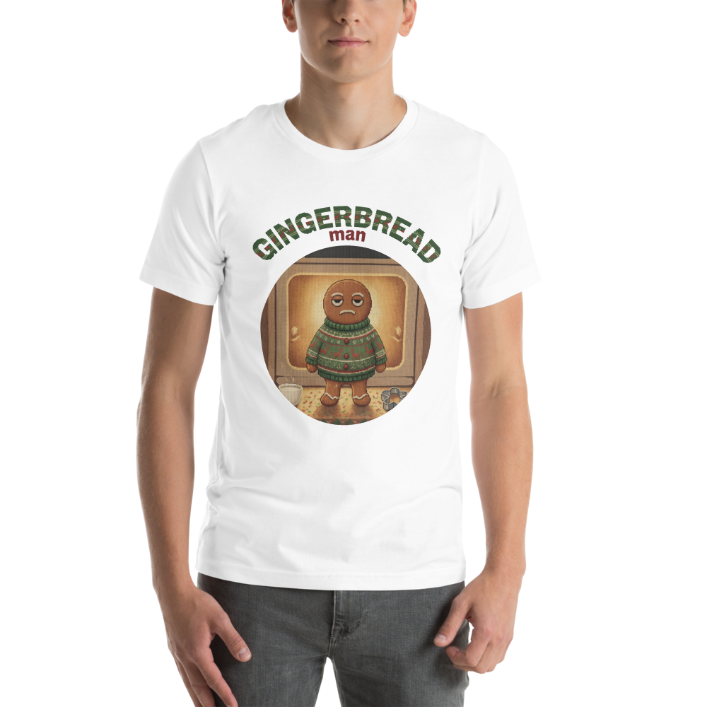 Gingerbread Man Ugly Christmas Tee โ Pure White model