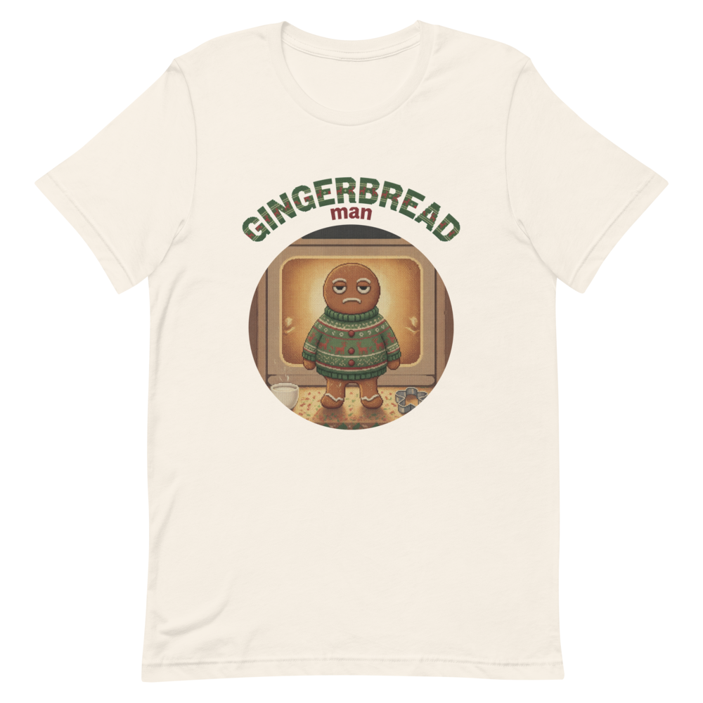 Gingerbread Man Ugly Christmas Tee โ Vintage White flat