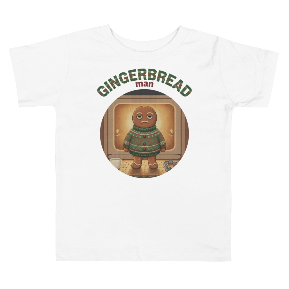 Gingerbread Man Toddler Ugly Christmas Tee โ Pure White flat