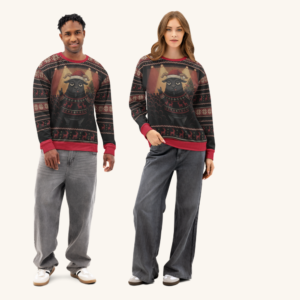 Hail Santa Matching Ugly Christmas Sweaters for Couples | Two Sweatshirts