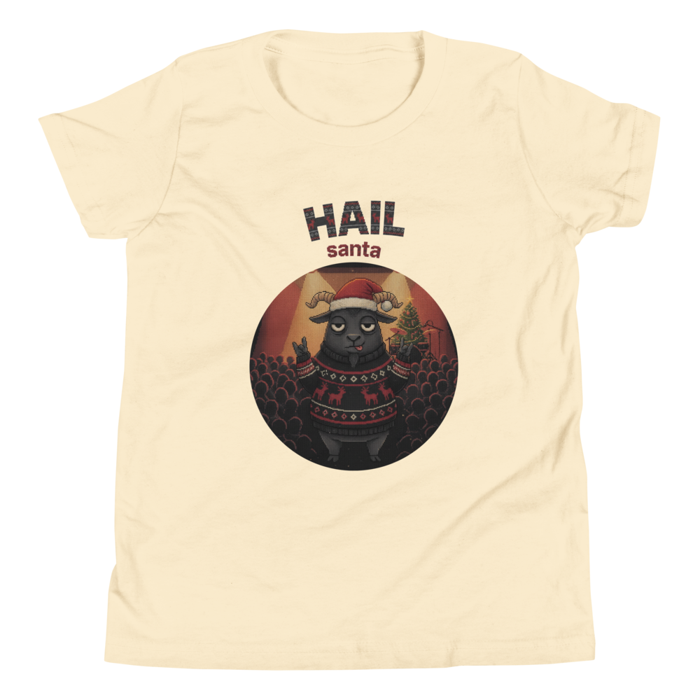 Hail Santa Kids' Ugly Christmas Tee — Vintage White flat