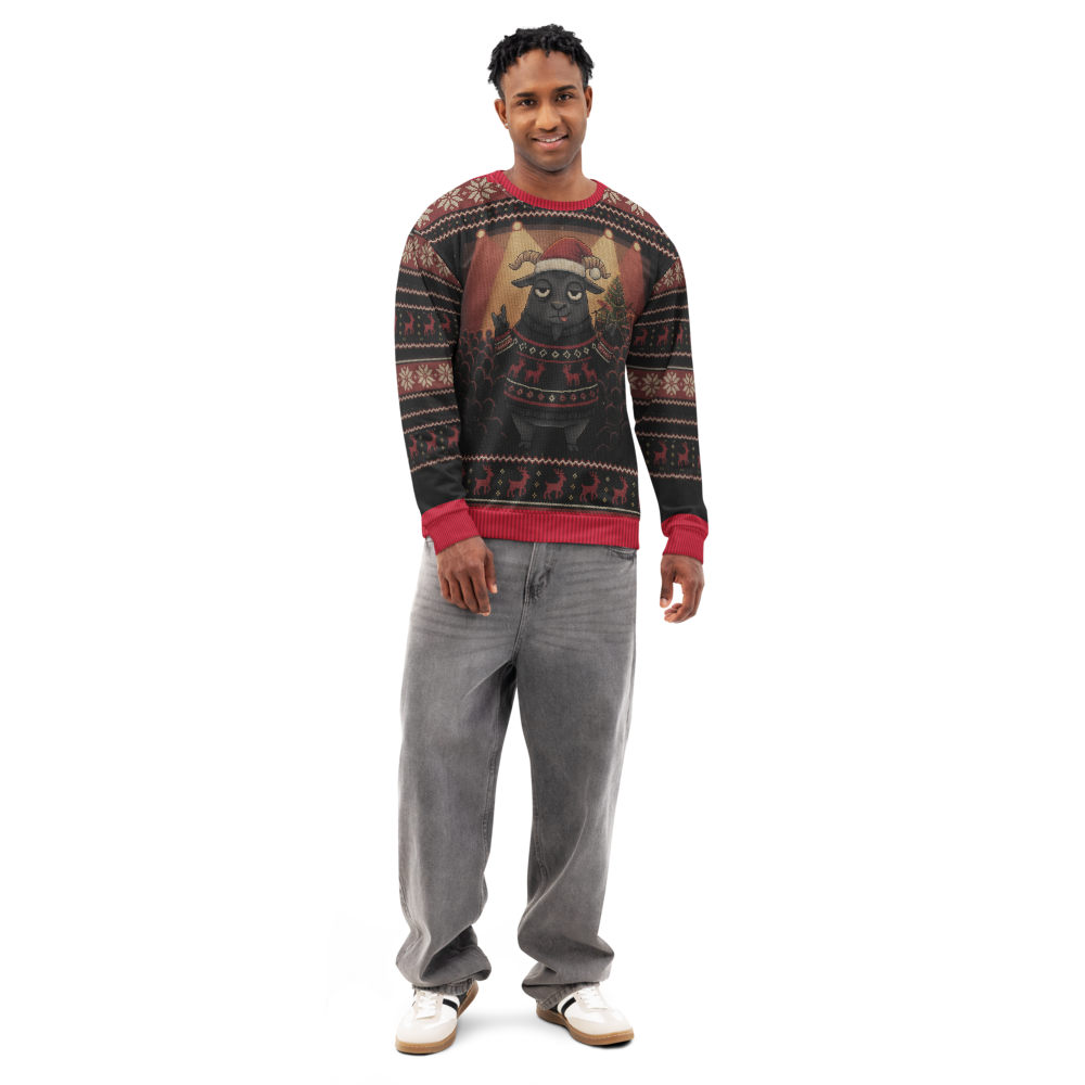 Hail Santa Ugly Christmas Sweatshirt, All-Over Print on male model, front