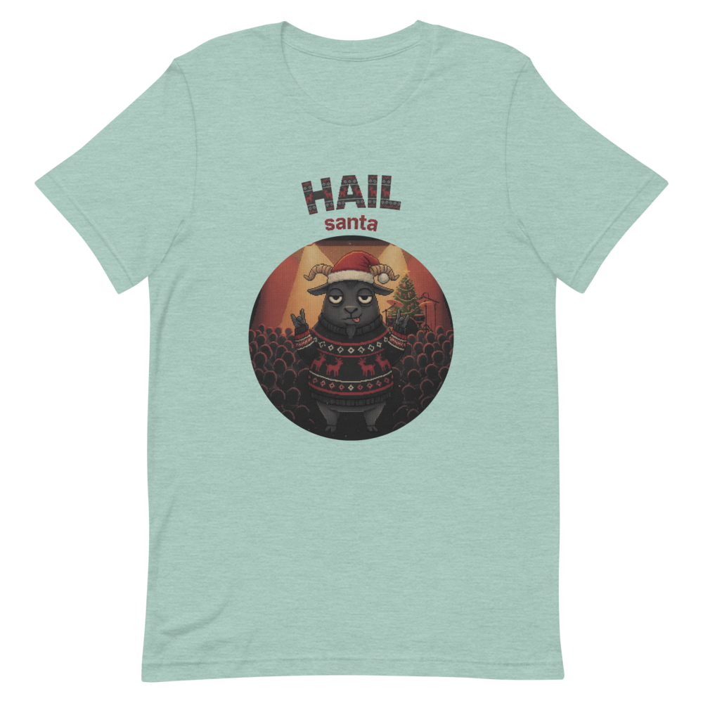 Hail Santa Ugly Christmas Tee โ Green flat