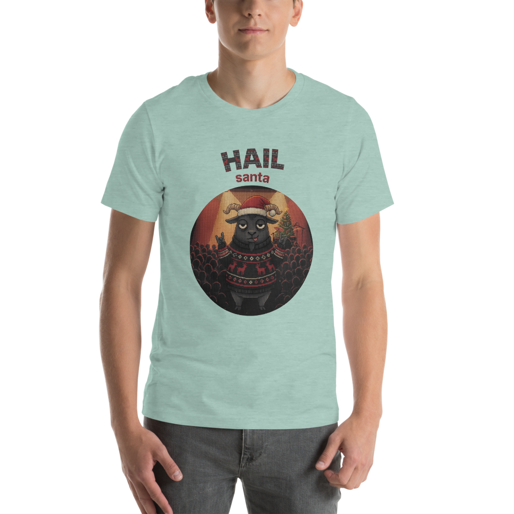 Hail Santa Ugly Christmas Tee โ Green model