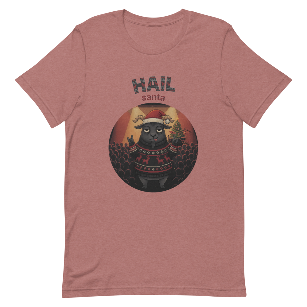 Hail Santa Ugly Christmas Tee โ Mauve flat