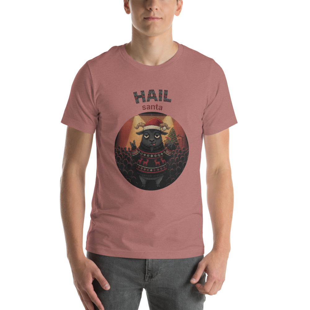 Hail Santa Ugly Christmas Tee โ Mauve model